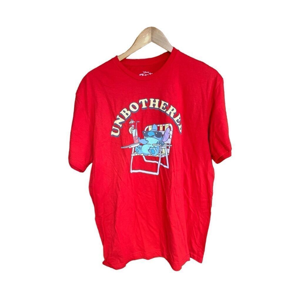Disney Stitch Unbothered Size Large (L) Red Shirt